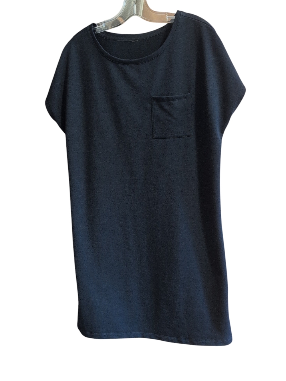 Hyba Women’s Medium Black T-Shirt Dress Pocket Casual Minimalist Shift Mini Dres